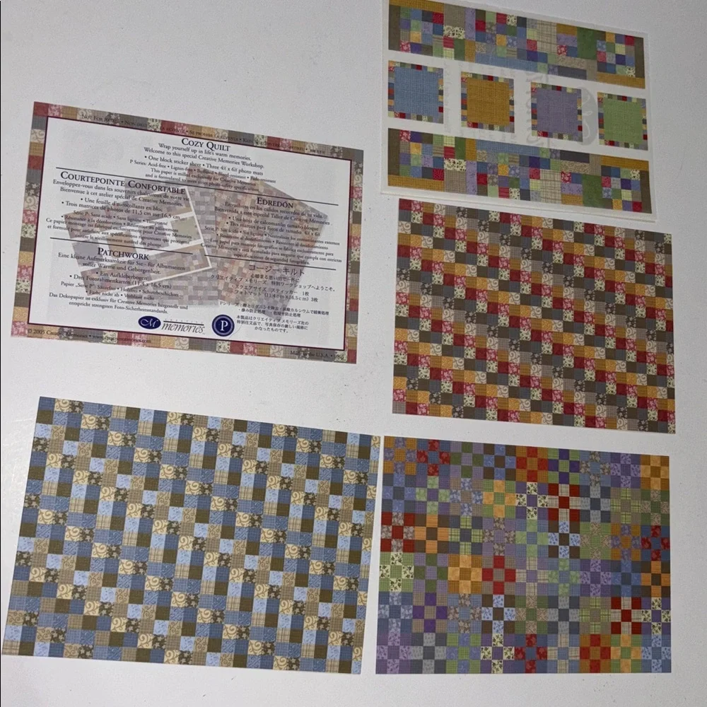 Creative Memories Colorful Quilt Pattern Paper Kits Y2K stickers